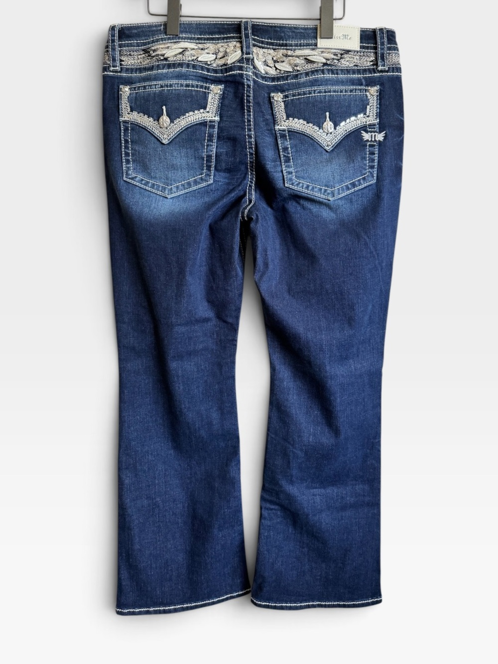 Miss Me Dark Blue Bootcut Jeans with Embroidered Pockets Plus Size